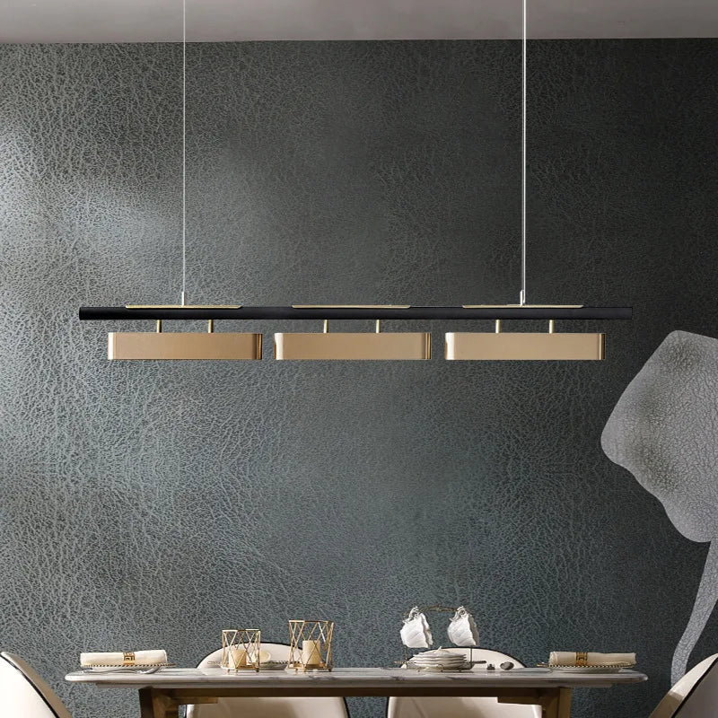 Modern minimalistisk LED-pendellampa – lång kromad taklampa för bord, kök och vardagsrum