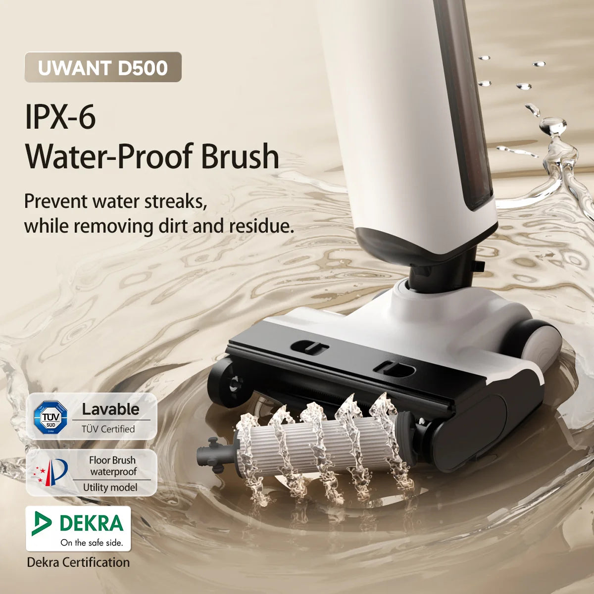 UWANT D500 Sladdlös Våt Torr Dammsugare 17000Pa 65C Självrengöring