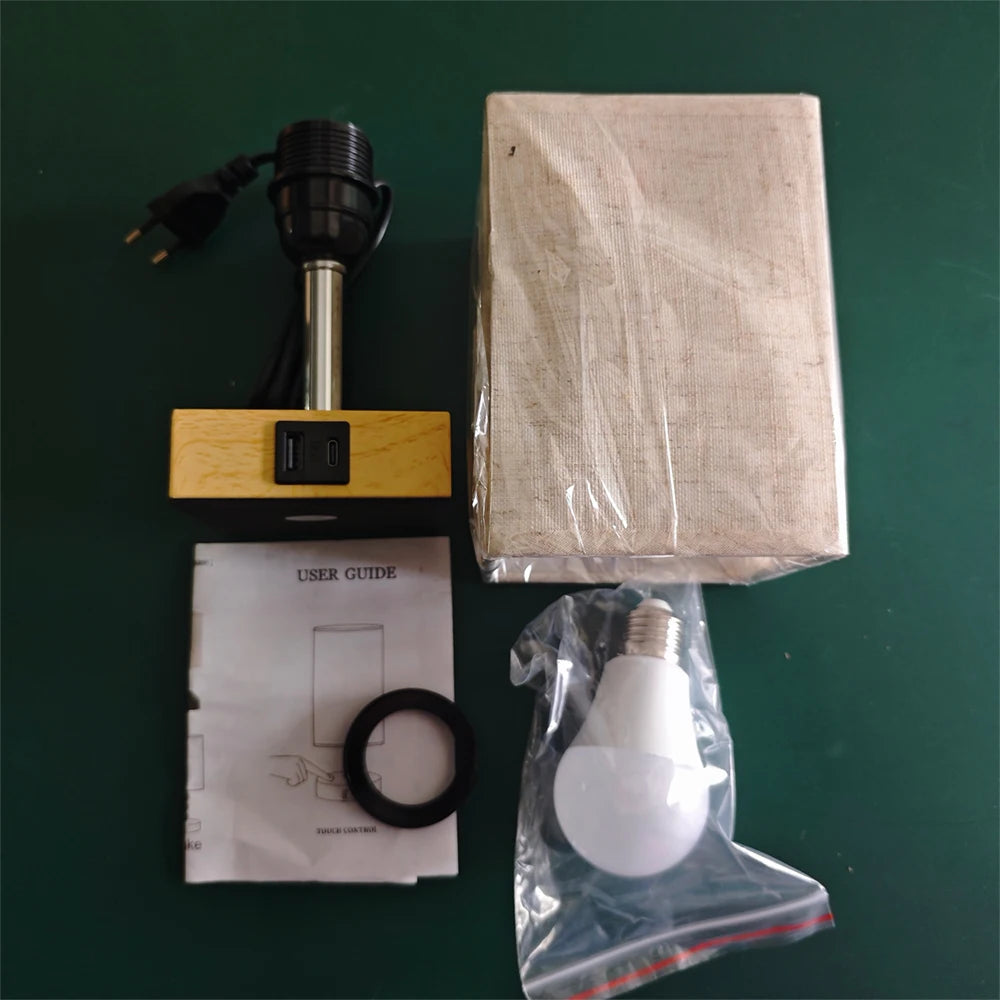 2-pack LED Bordslampor med USB & Type-C – Touchstyrning & Snabbladdning