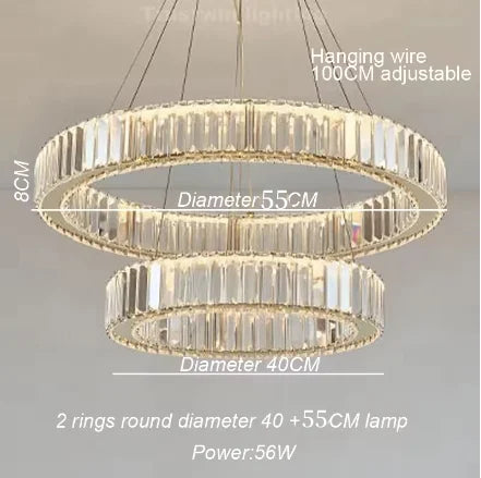 IRALAN Kristallkrona – Dimbar LED Taklampa med Ringdesign (Ø36/Ø55 cm)