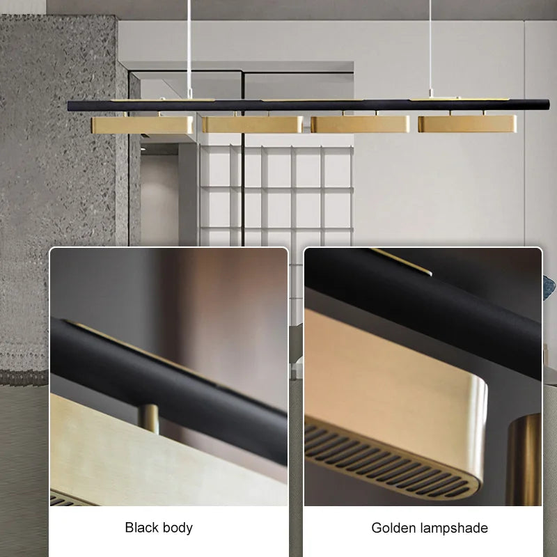 Modern minimalistisk LED-pendellampa – lång kromad taklampa för bord, kök och vardagsrum