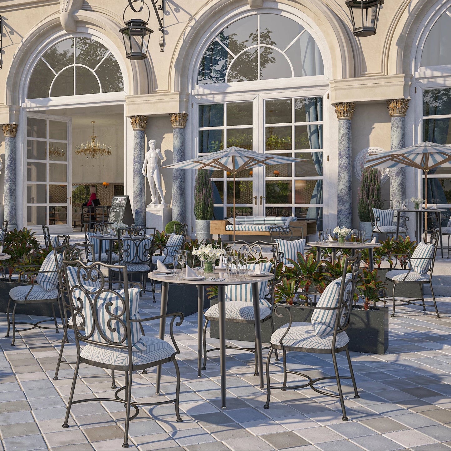 Lyxigt Runt Matbord i Sintrad Sten – 80 cm för 2–4 Personer