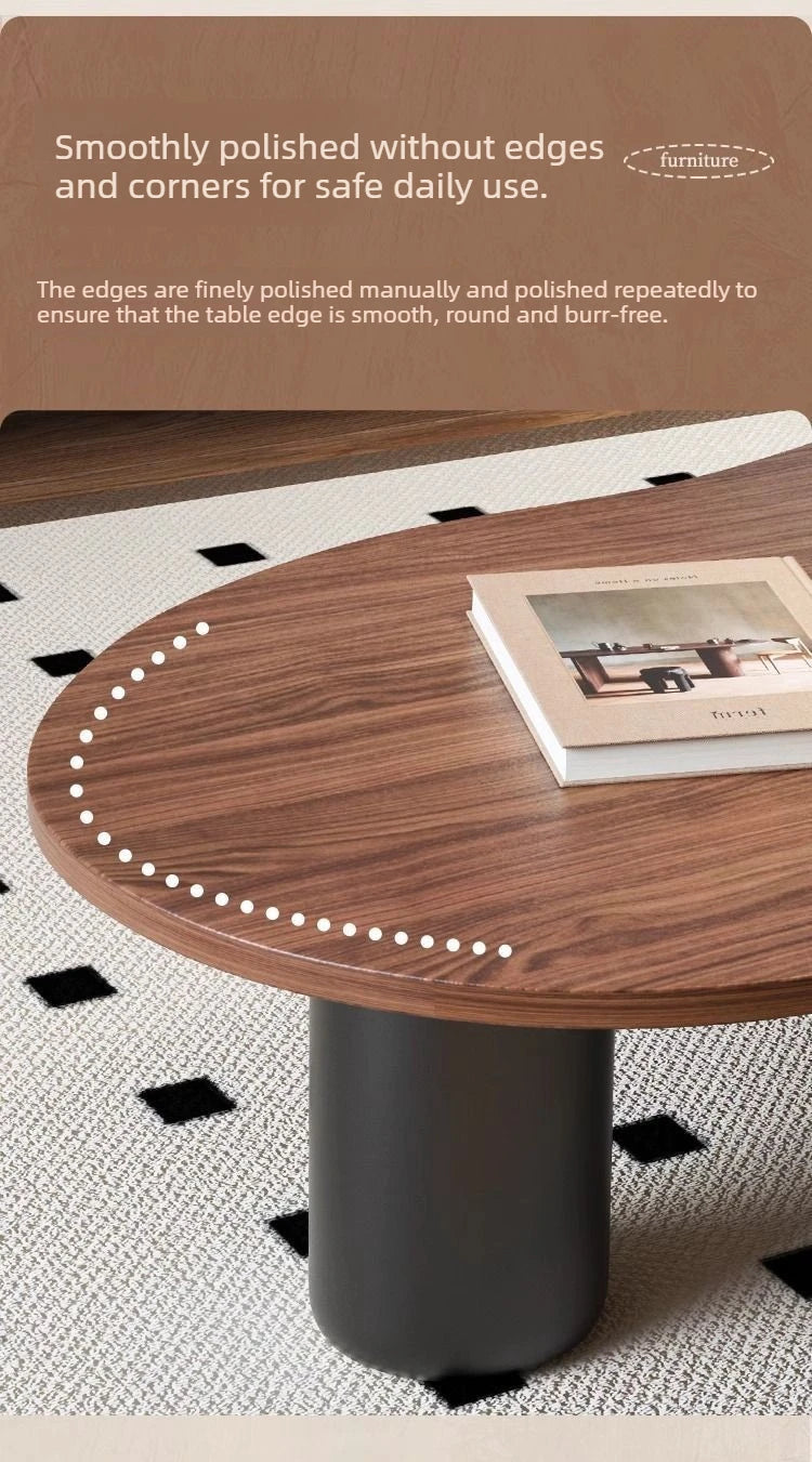 Cream Style Soffbord – Litet Te-/Kaffebord i Valnöt, Molnformad Kant, Perfekt för Små Lägenheter