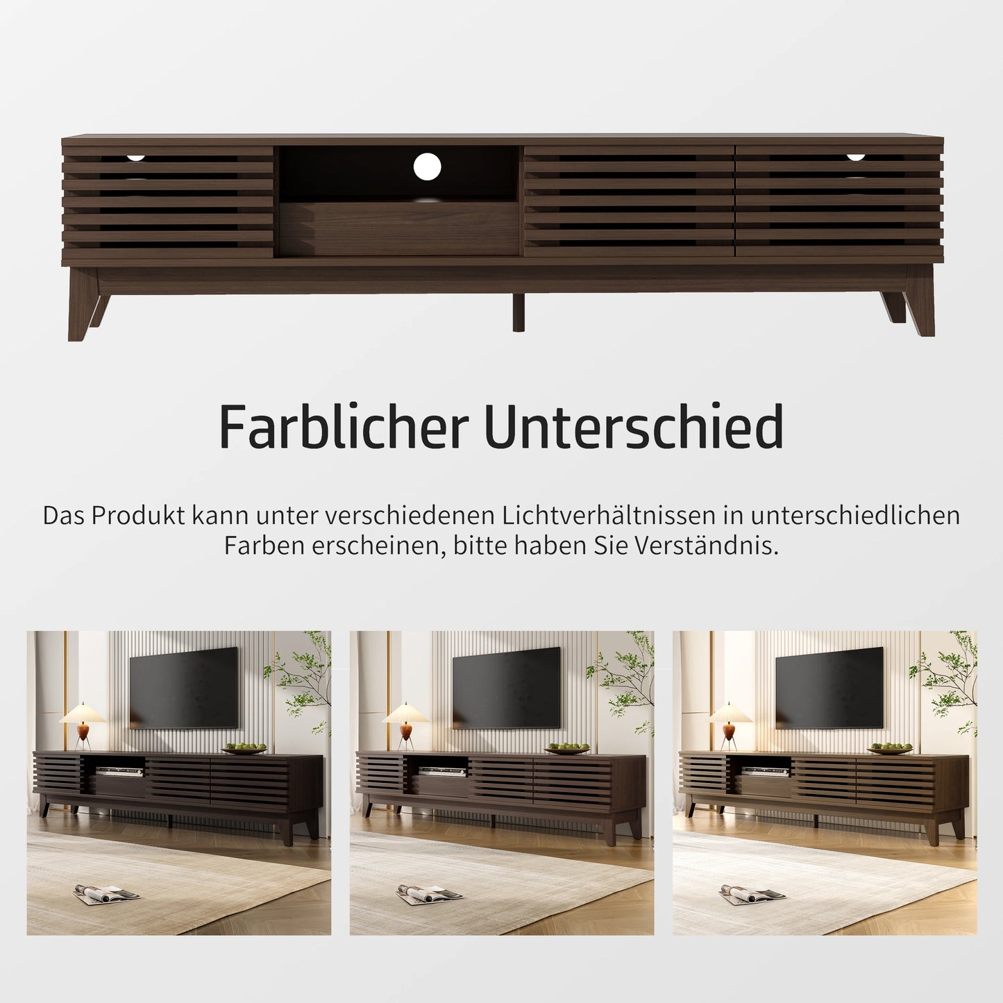 TV-bänk med låda och tre dörrar – Vintage träfinish