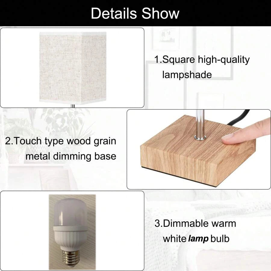 2-pack LED Bordslampor med USB & Type-C – Touchstyrning & Snabbladdning