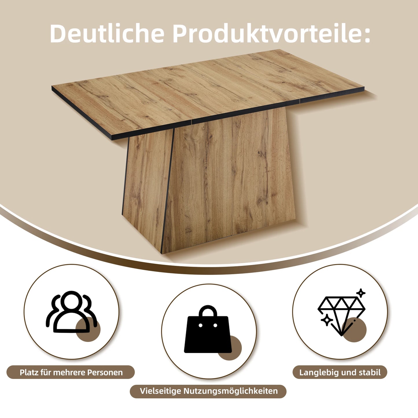 Modernt Träfärgat Matbord – Elegant Design för Kök & Bistro