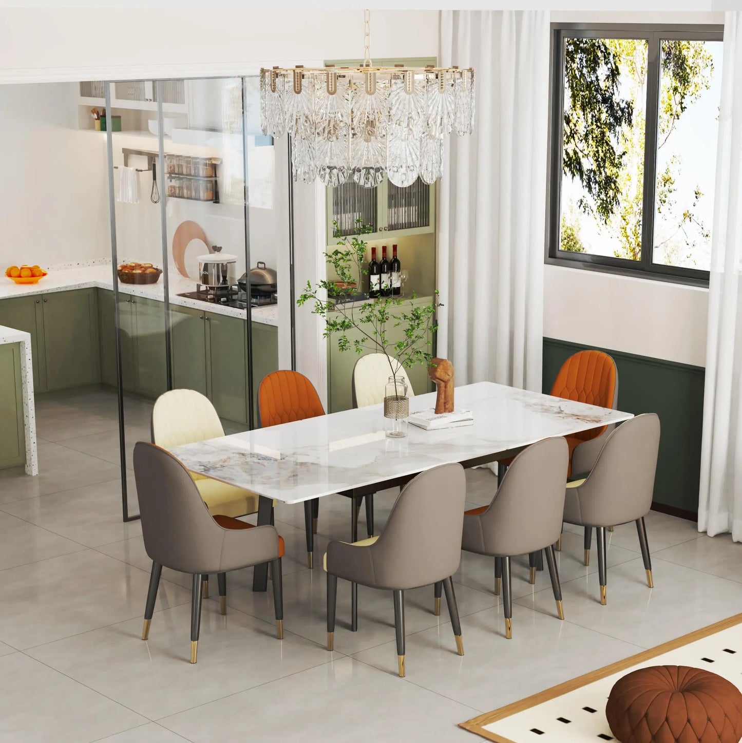 Utdragbart Matbord i Sintrad Sten – 180 cm för 8–10 Personer