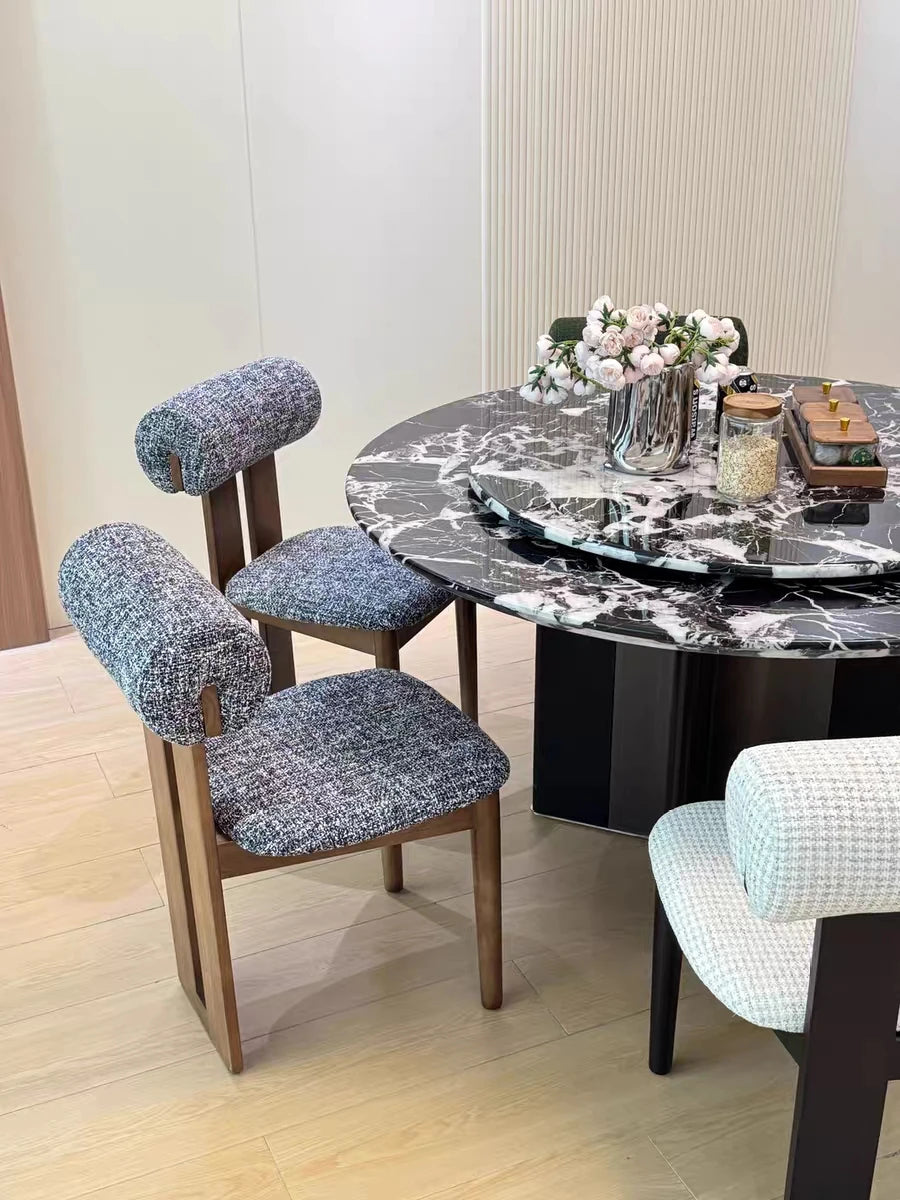 4-pack nordiska matstolar i massivt trä fransk retrostil tygsits Hippo design