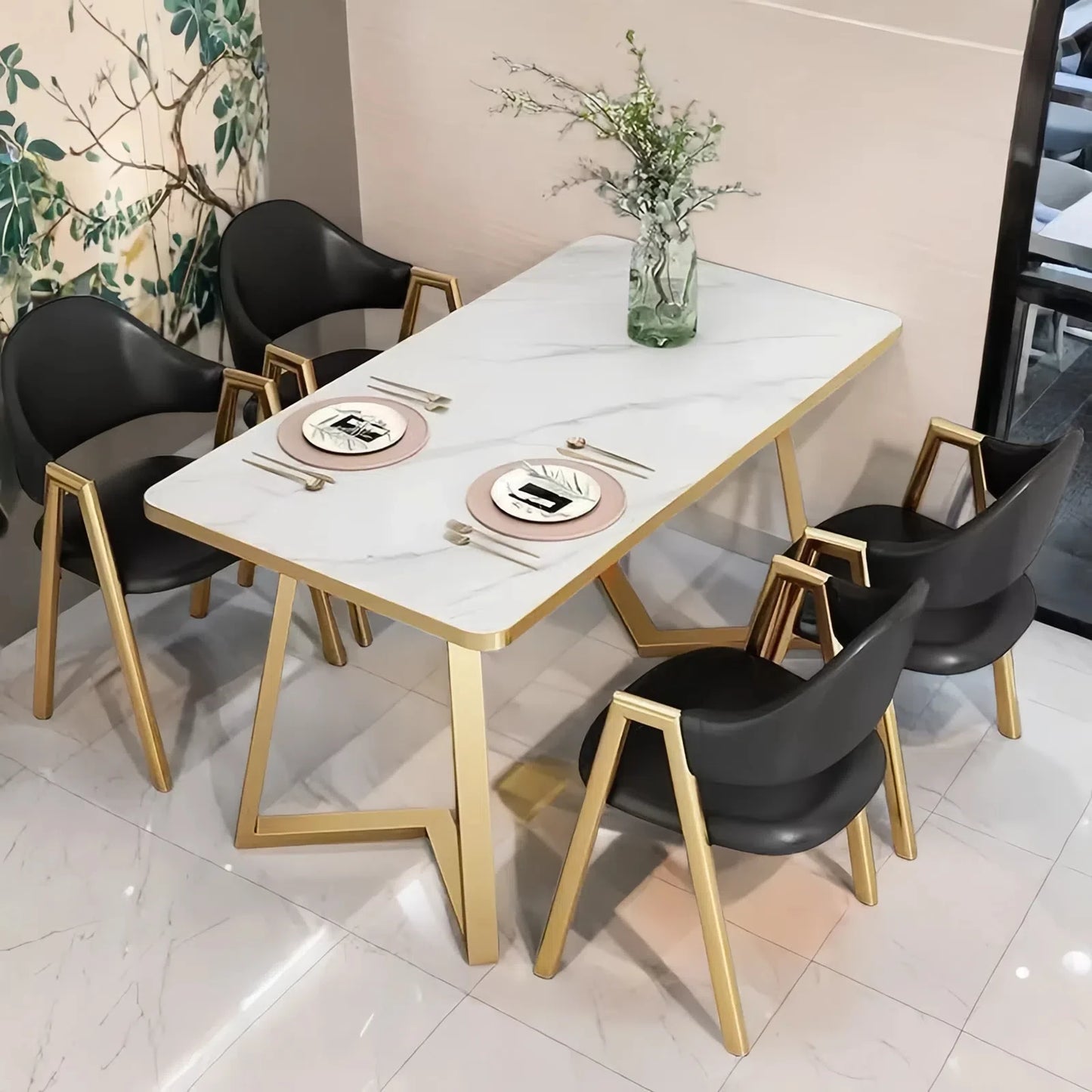 Komplett Matgrupp – Modernt Bord & 4 Stolar i MDF-trä