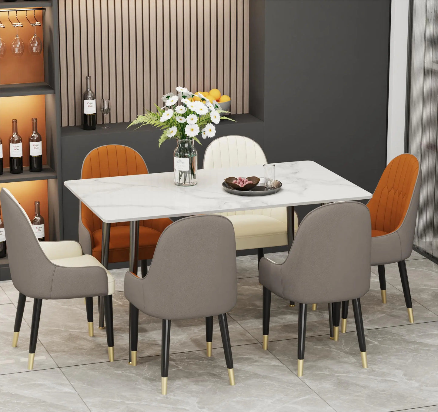 Marmorbord med Metallram – 120 × 70 cm för 4–6 personer