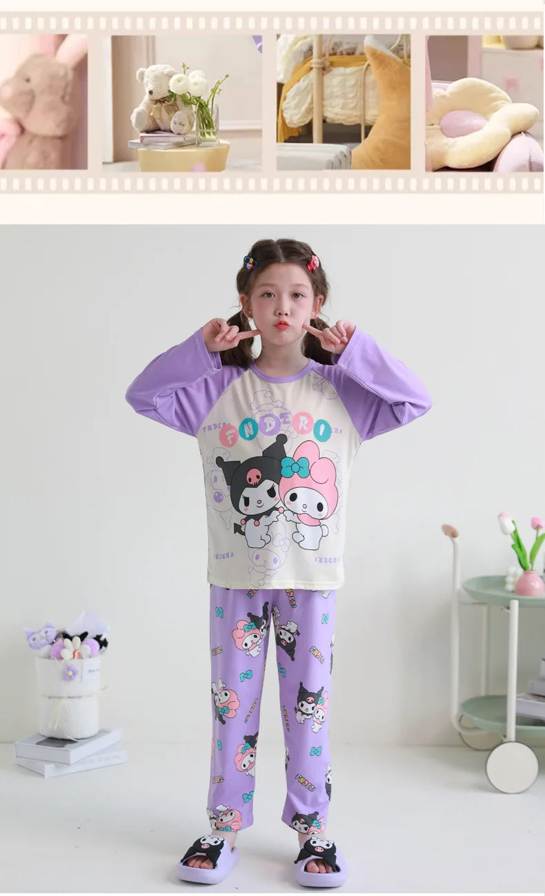 🧸 Sanrio Pyjamas för Barn – Kuromi, My Melody, Cinnamoroll – Långärmad – 100% Bomull – Kawaii Design