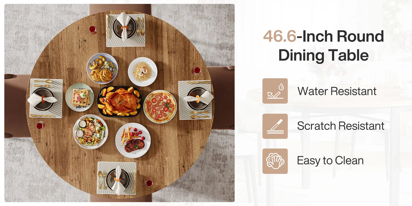 🪵 Tribesigns Runt Matbord – Rustik Brun & Svart (118 cm)