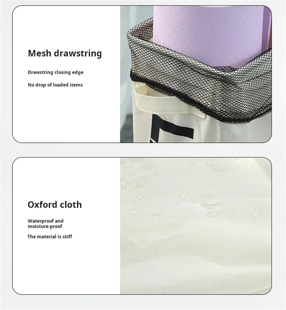 🧺 Hopfällbar Tvättkorg – 53×39×18.5 cm – Grå/Beige – För Kläder, Yoga & Hemförvaring