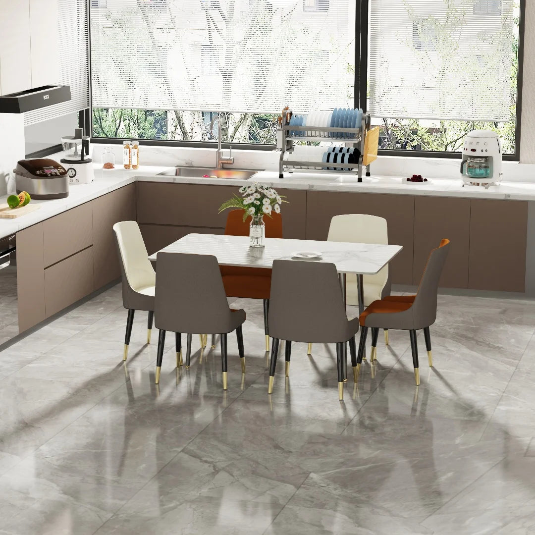 LUVODI Matbord 120 cm – Lyxigt Marmormönster med Metallben för 4–6 Personer