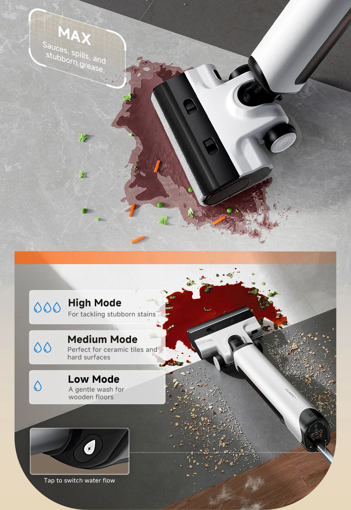 UWANT D500 Sladdlös Våt Torr Dammsugare 17000Pa 65C Självrengöring