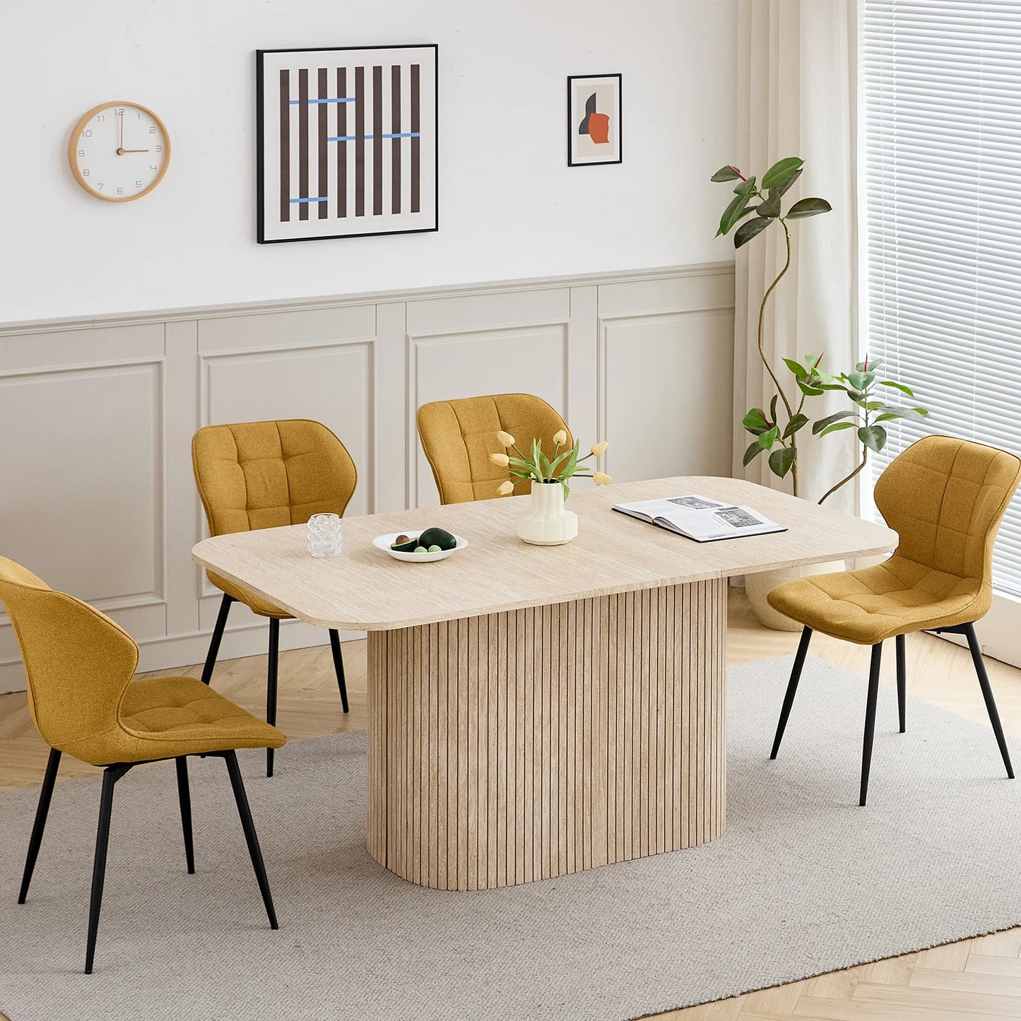 Nordic matbord i massivt trä, rektangulärt, 160 × 90 cm, för 4–6 personer