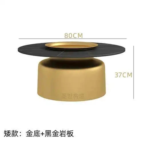 soffbord i marmorsten, fransk rund låg sidobord – nordisk uppsättning för vardagsrumsdekoration