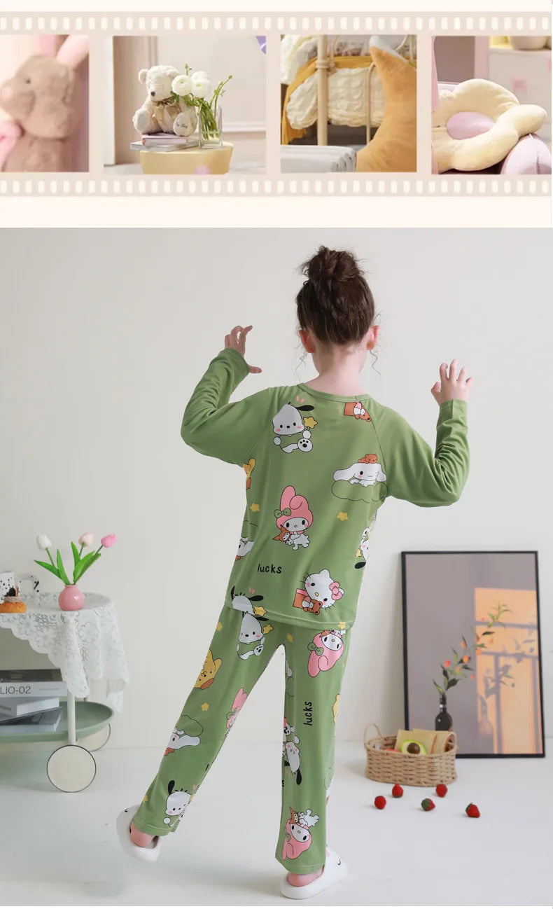🧸 Sanrio Pyjamas för Barn – Kuromi, My Melody, Cinnamoroll – Långärmad – 100% Bomull – Kawaii Design