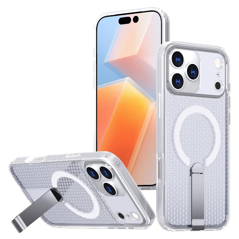 Magnetiskt Lyxskal med Stativ – För iPhone 17 Pro Max / Air – Magsafe-kompatibelt & Värmeavledande
