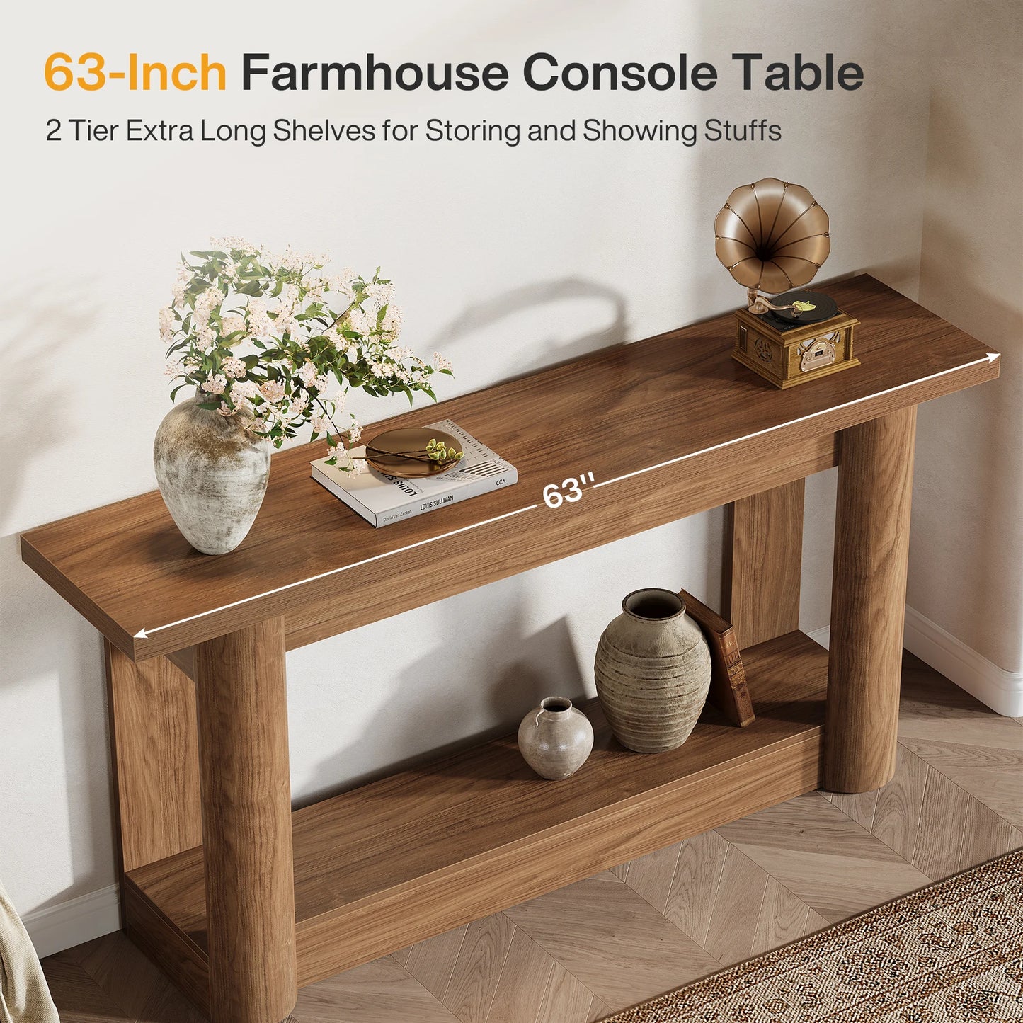 Tribesigns Konsolbord – Rustik Lantstil med Förvaring (160 cm)