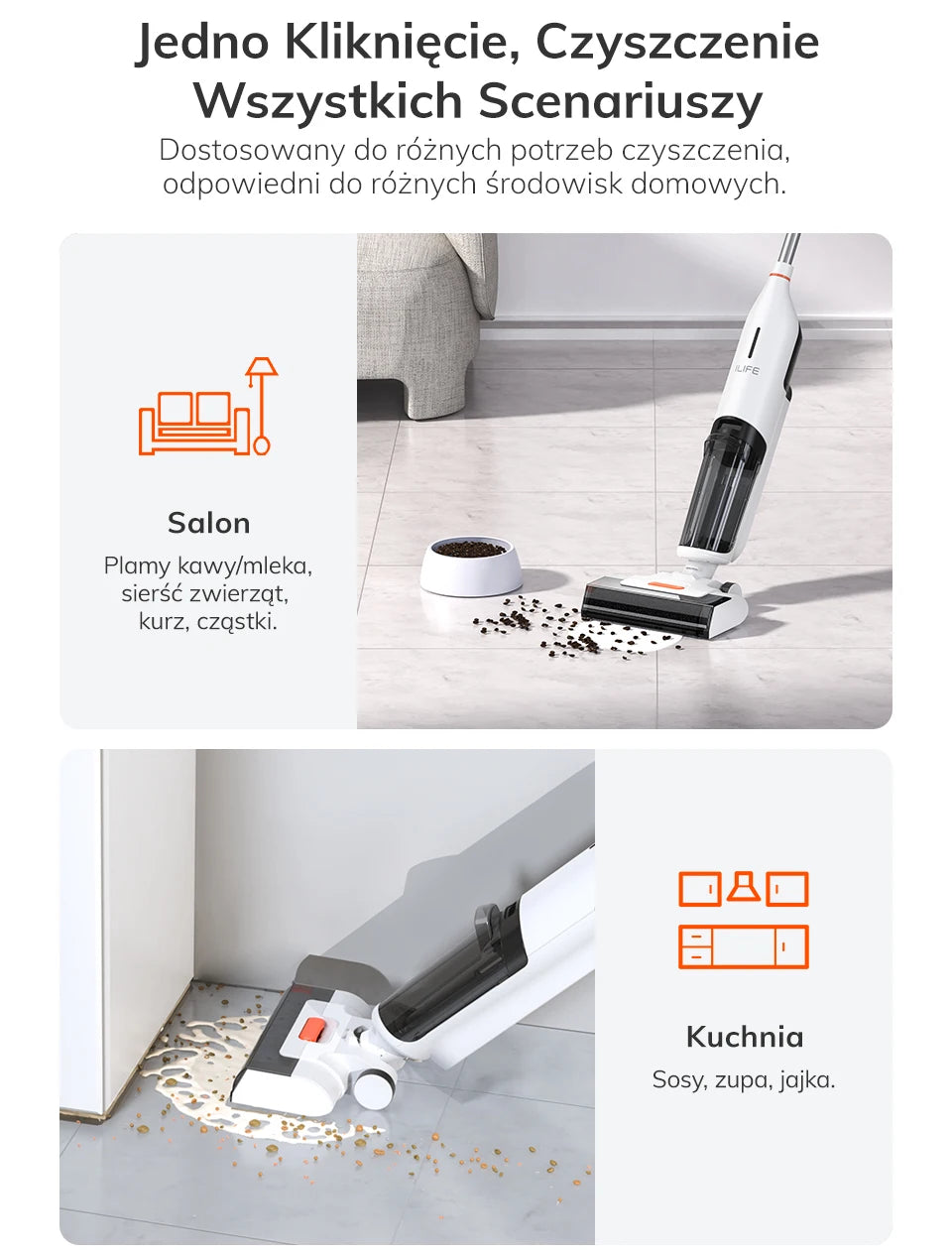 ILIFE W90 Sladdlös våt- och torrdammsugare, 5500Pa sugkraft, 1 min självrengöring, stor dubbel vattentank