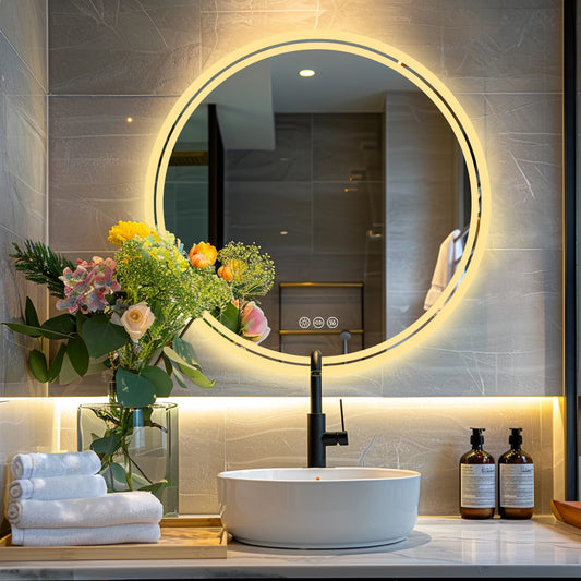 Wisfor Rund LED-spegel – Dimbar & Imfri med 3 Ljuslägen (Ø 60–80 cm)