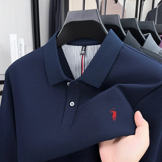 Herrpike i 100% Bomull – Broderad Häst – Höst/Vinter – Smart Casual