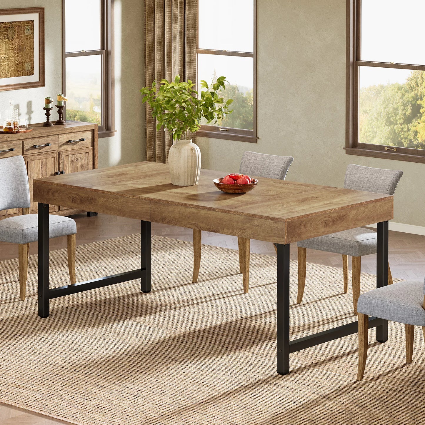 Tribesigns Matbord i lantlig stil – för 4–6 personer, 140 × 70 cm