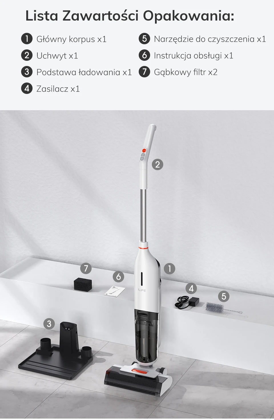 ILIFE W90 Sladdlös våt- och torrdammsugare, 5500Pa sugkraft, 1 min självrengöring, stor dubbel vattentank