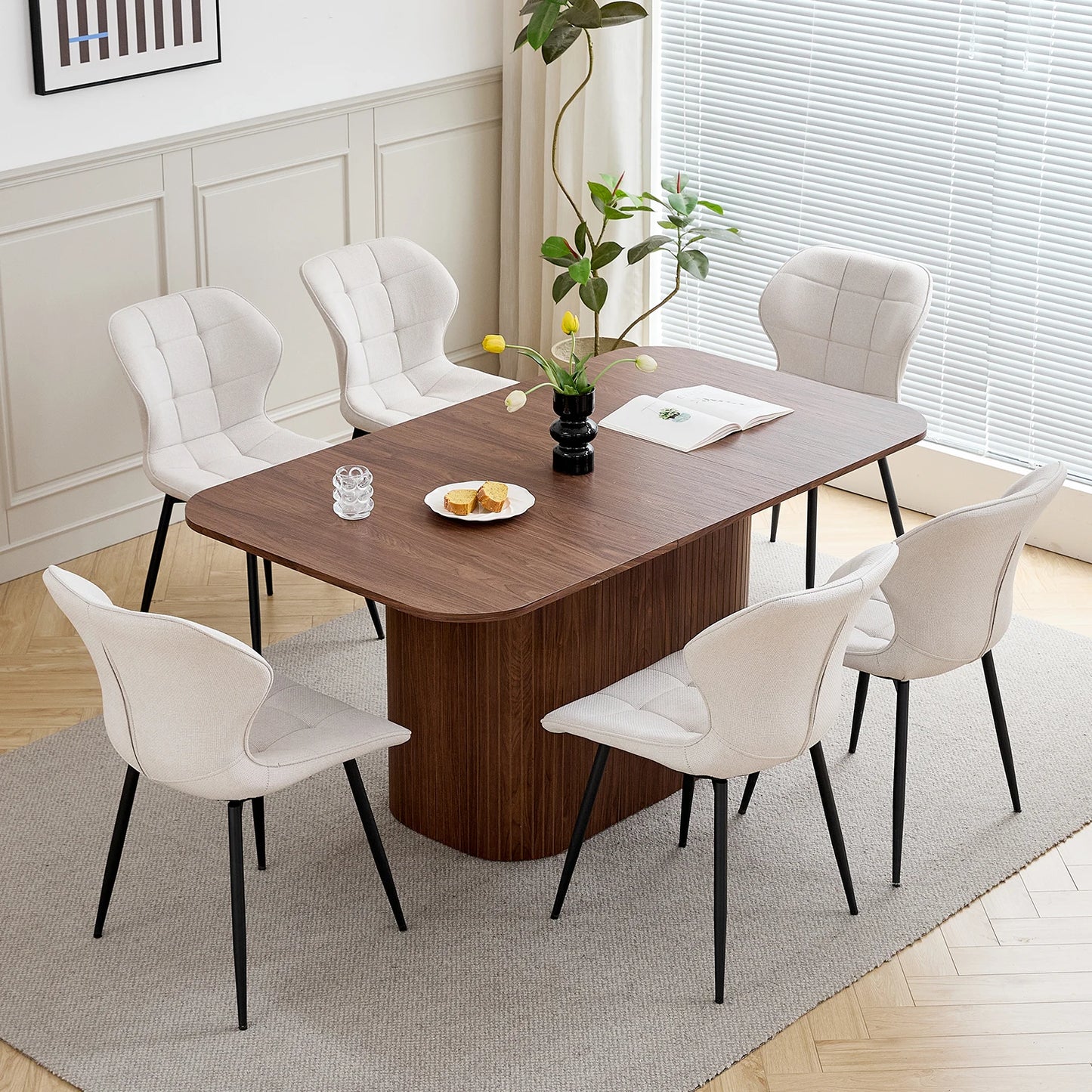 Nordic matbord i massivt trä, rektangulärt, 160 × 90 cm, för 4–6 personer