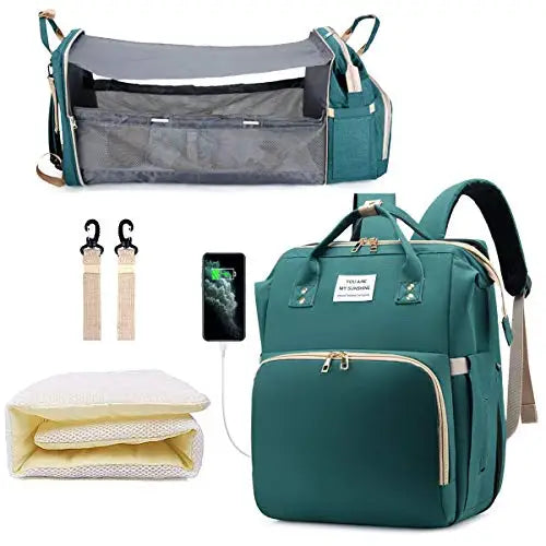👜 Skötväska i Denim – Multifunktionell Ryggsäck för Mamma & Baby (42x32x23 cm)