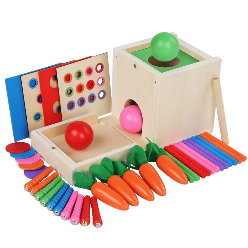 6-i-1 Montessori aktivitetslåda i trä