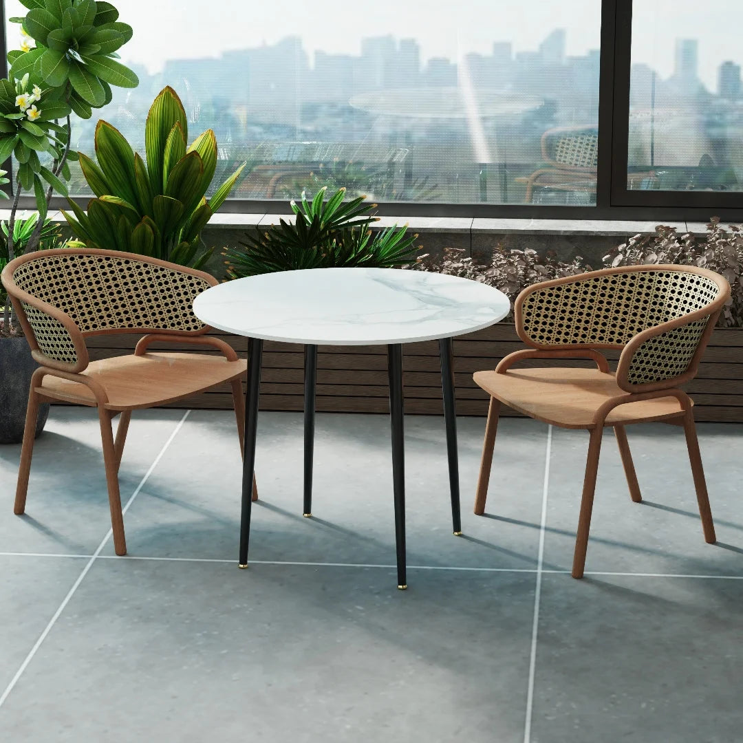 LUVODI Rund Matbord 80 cm – Lyxig Sintrad Sten för 2–4 Personer