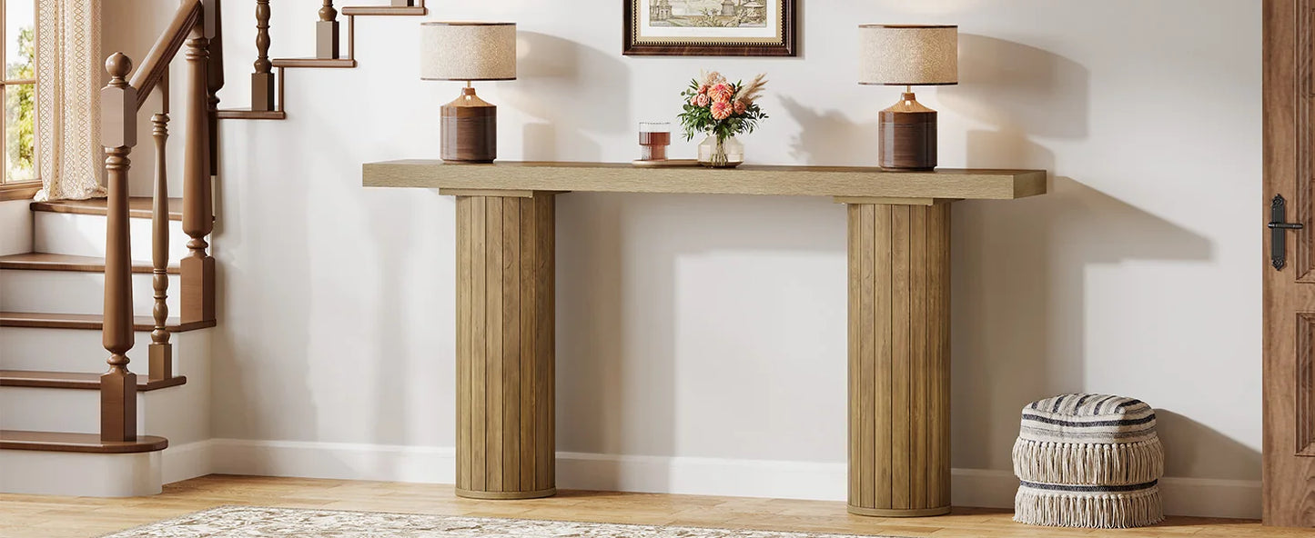 Tribesigns 160 cm lantligt konsolbord – extra långt träbord för hall, vardagsrum eller bakom soffan