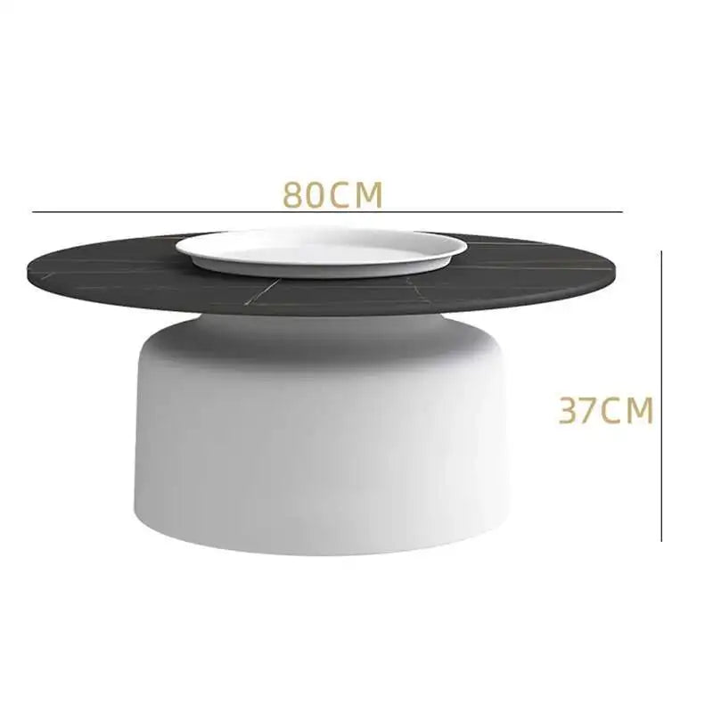 soffbord i marmorsten, fransk rund låg sidobord – nordisk uppsättning för vardagsrumsdekoration