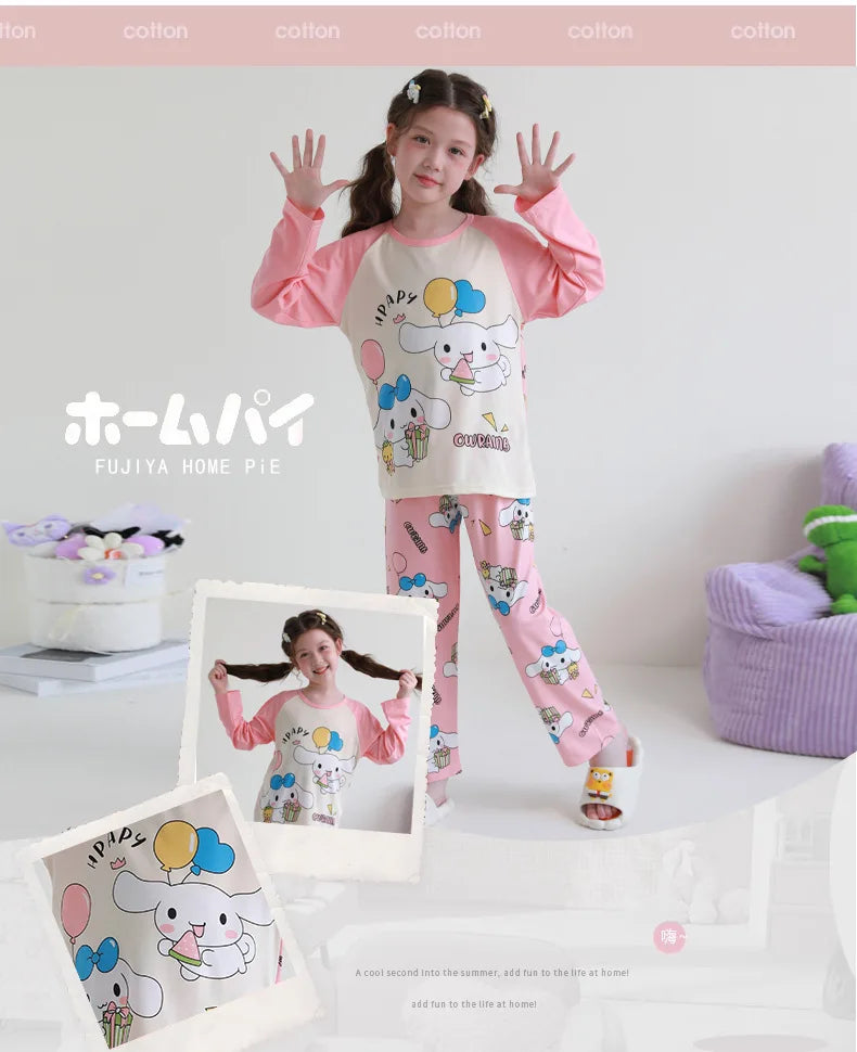 🧸 Sanrio Pyjamas för Barn – Kuromi, My Melody, Cinnamoroll – Långärmad – 100% Bomull – Kawaii Design