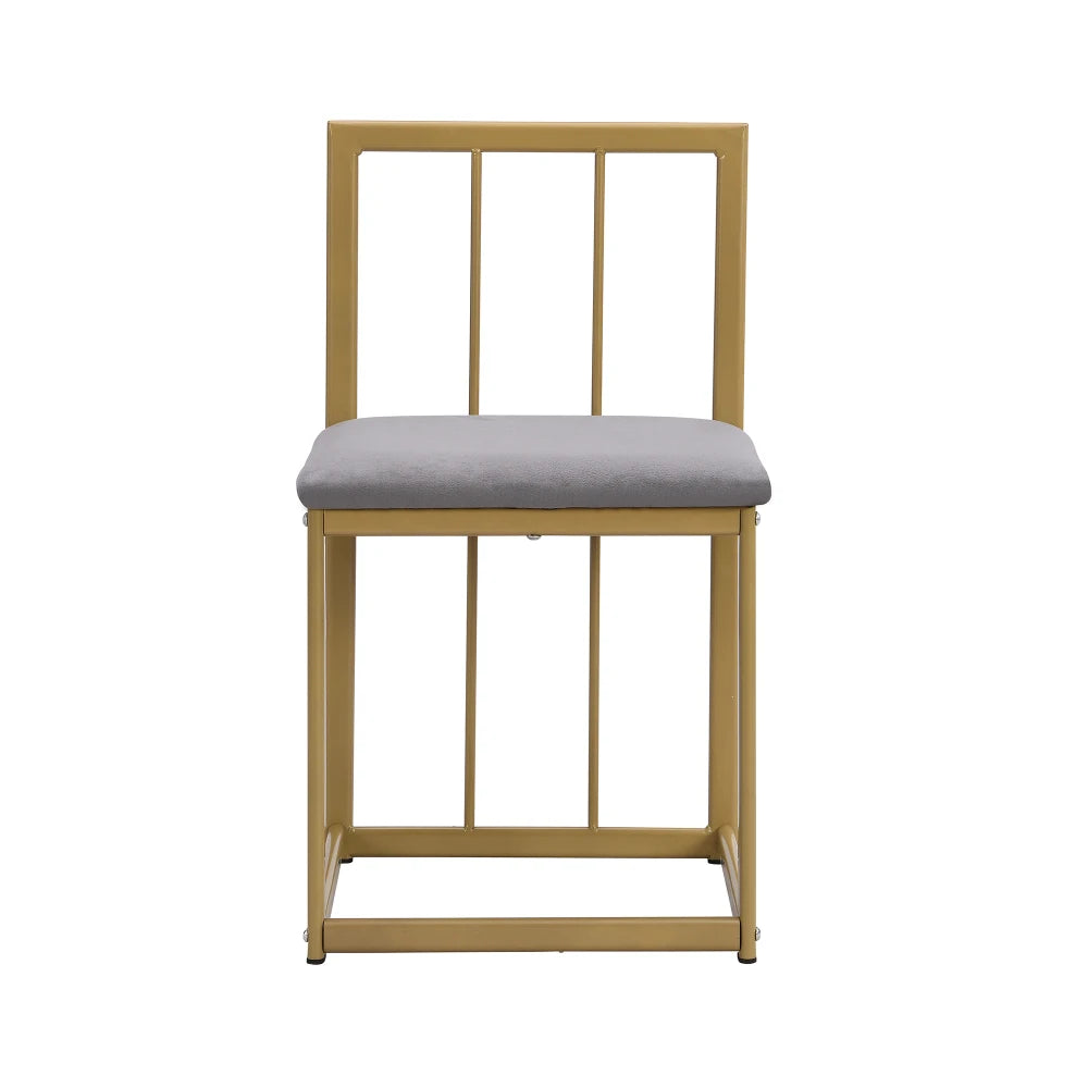 Lyxig Matgrupp med 6 Stolar – Vit Bordsskiva & Guldfärgad Ram