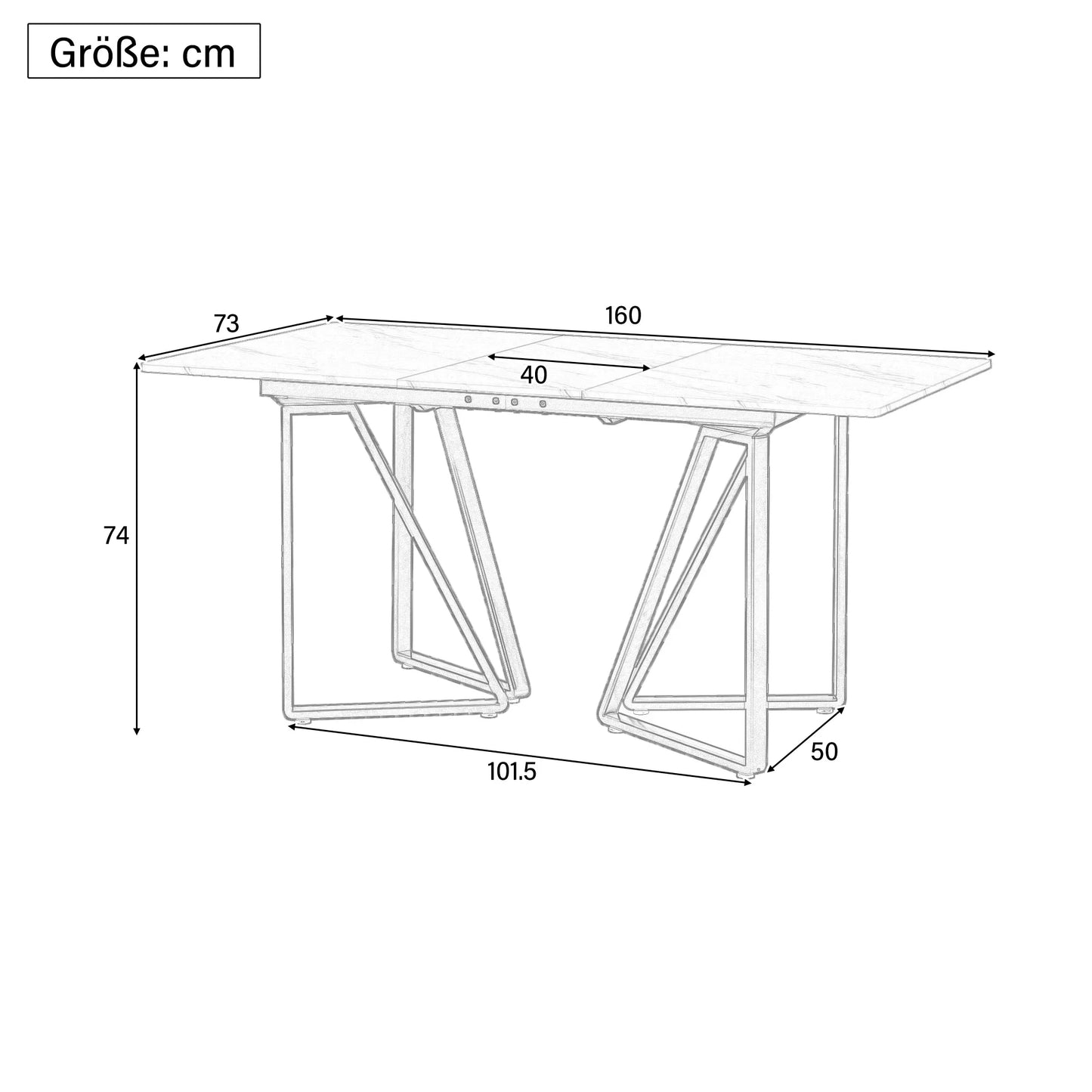 Utdragbart Matbord med Marmormönster – Modern Design för Matsal & Kök
