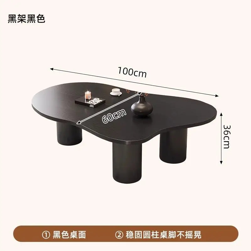 Cream Style Soffbord – Litet Te-/Kaffebord i Valnöt, Molnformad Kant, Perfekt för Små Lägenheter