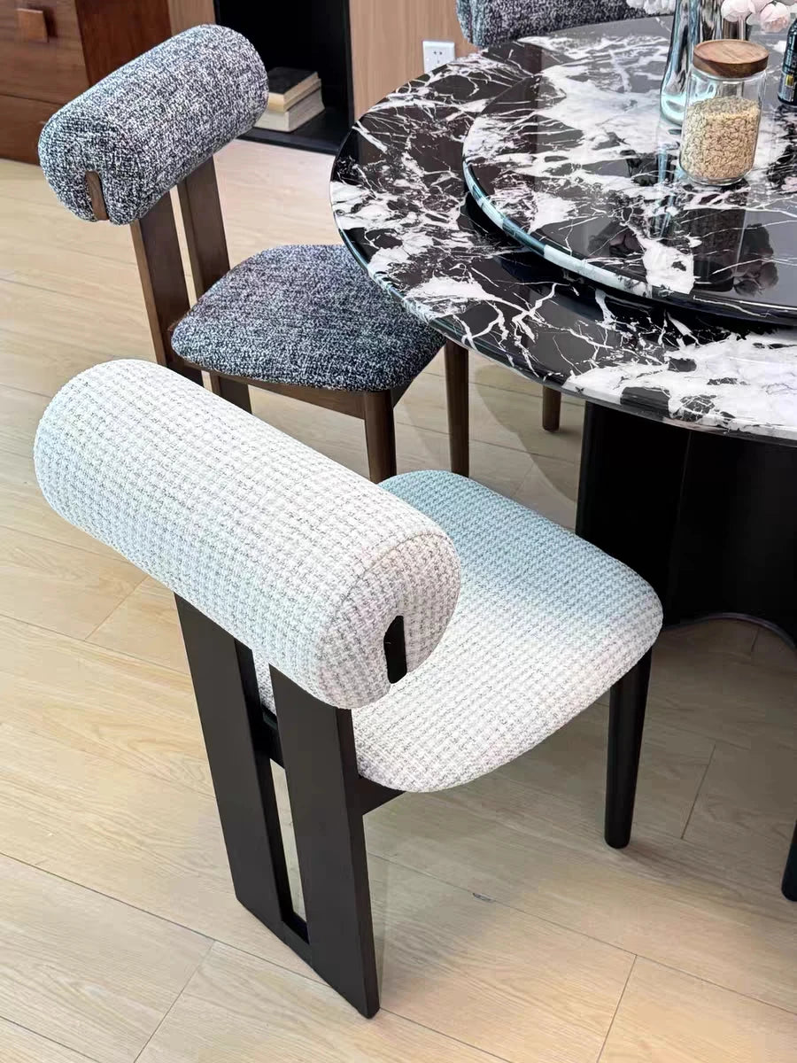 4-pack nordiska matstolar i massivt trä fransk retrostil tygsits Hippo design