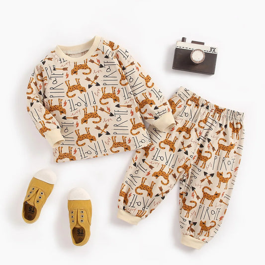 Sanlutoz Baby Pyjamas – 100% Kammad Bomull – Djurmotiv – 2-delad Set för Nyfödda & Småbarn (0–4 år)