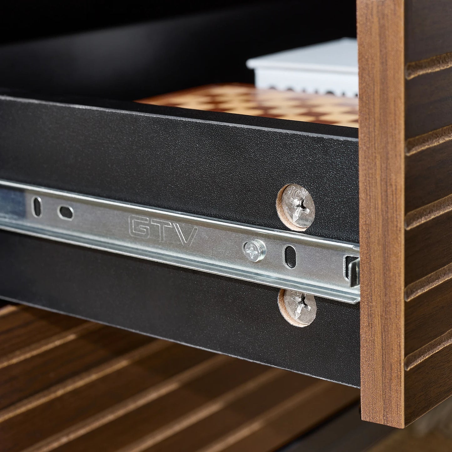 SoBuy Sängbord med 2 Lådor – Svart/Brun med Industriell Känsla (50 × 50 × 40 cm)