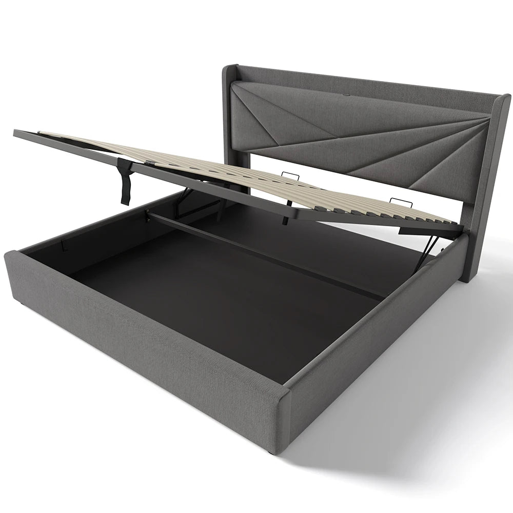 KOMHTOM Dubbelsöng med Förvaring & USB-C – Modern Design