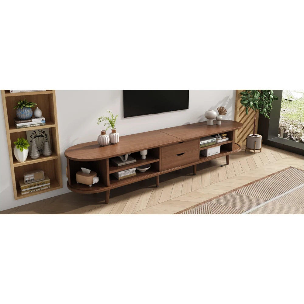 Modern TV-bänk i Valnöt – 175 cm med Skjutdörrar & Förvaring