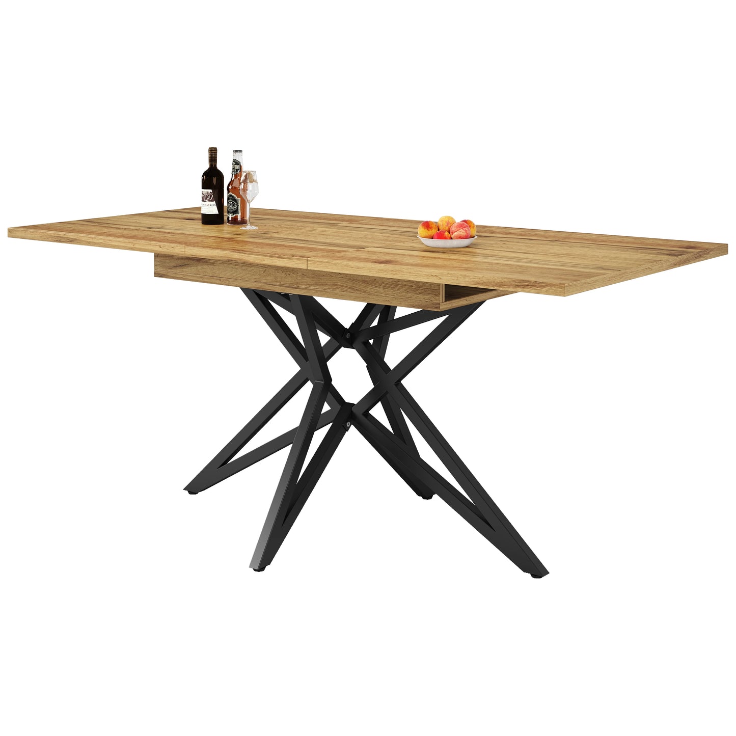 🍽️ Utdragbart Matbord 120–160 cm – Modern Design med Stjärnformade Ben