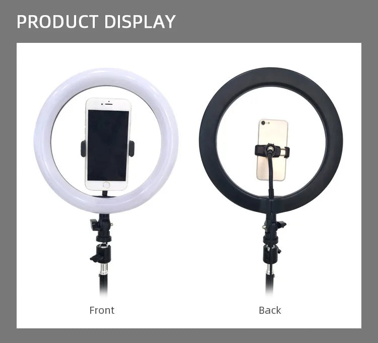 LED Ringljus med Stativ – 16/26/30 cm – USB – 10 Ljuslägen – För Makeup & Video