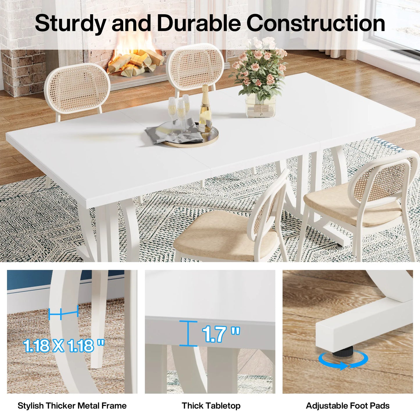 Tribesigns Matbord – Svart Industriell Design för 4–6 Personer (160 cm)