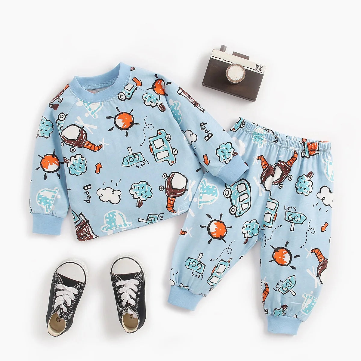 Sanlutoz Baby Pyjamas – 100% Kammad Bomull – Djurmotiv – 2-delad Set för Nyfödda & Småbarn (0–4 år)