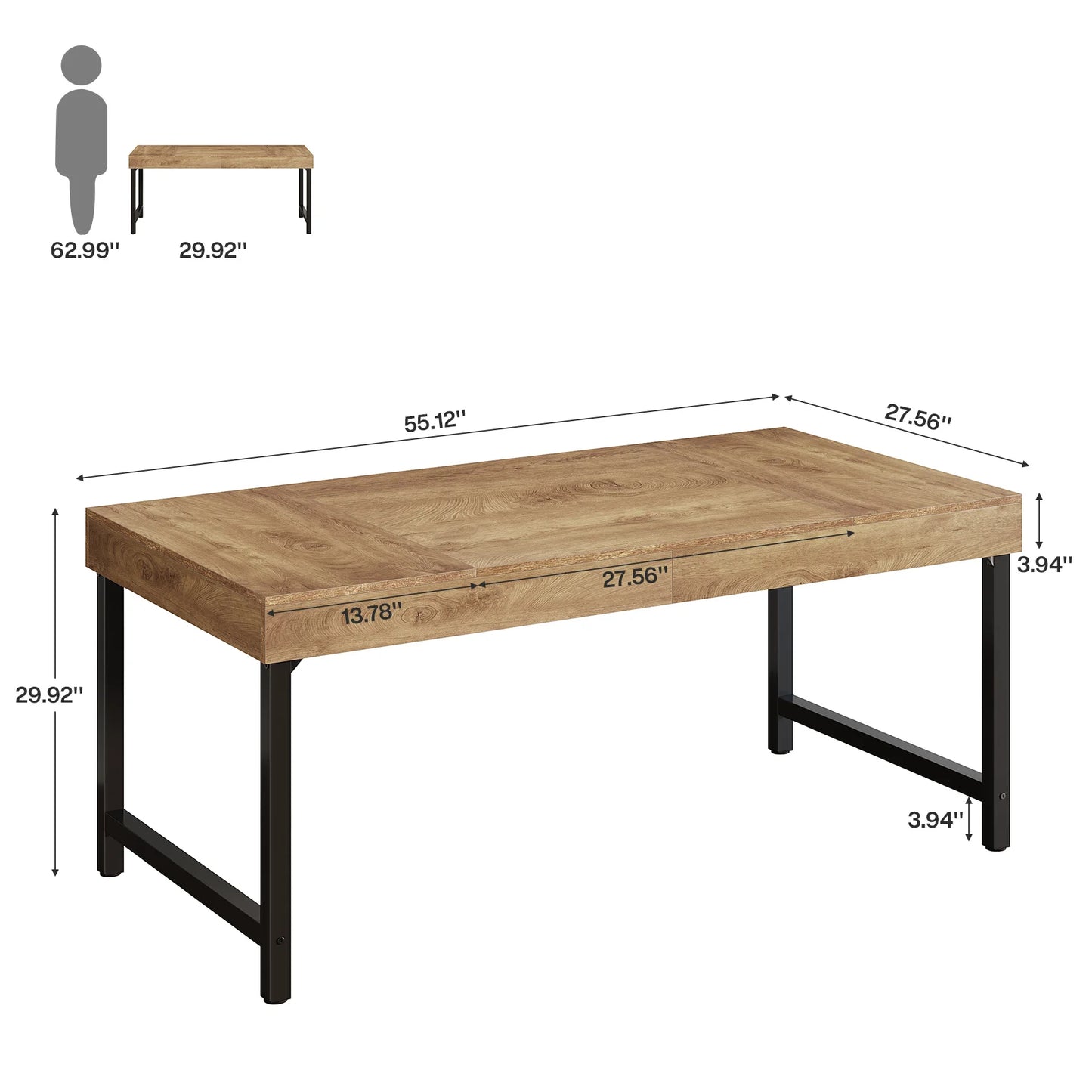 Tribesigns Matbord i lantlig stil – för 4–6 personer, 140 × 70 cm