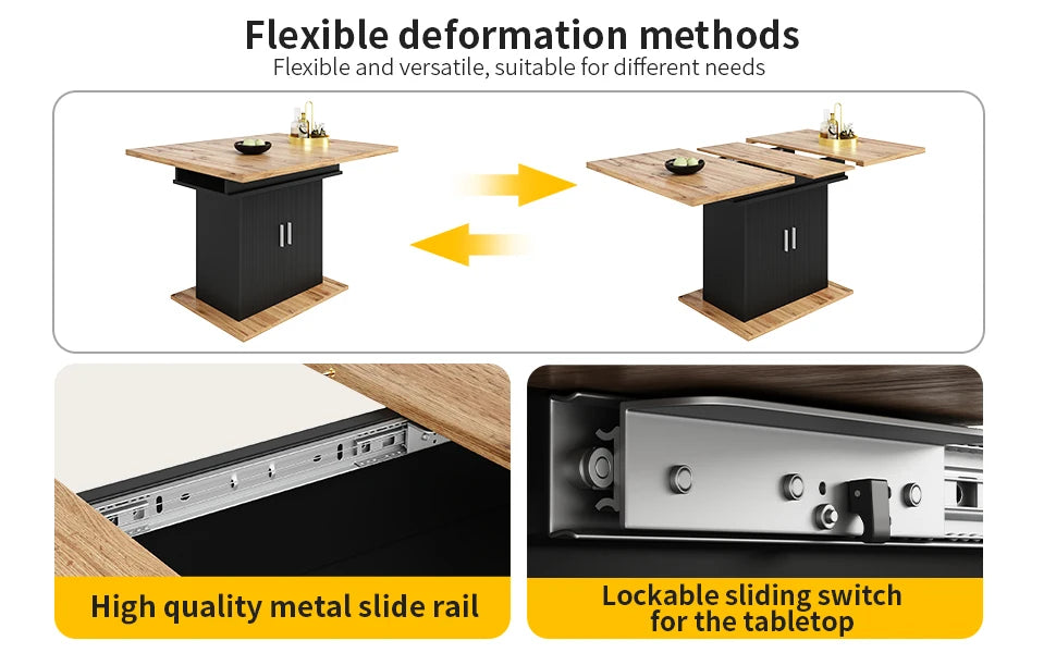 Utdragbart Matbord med Förvaring – 140 × 70 cm för Kök & Vardagsrum